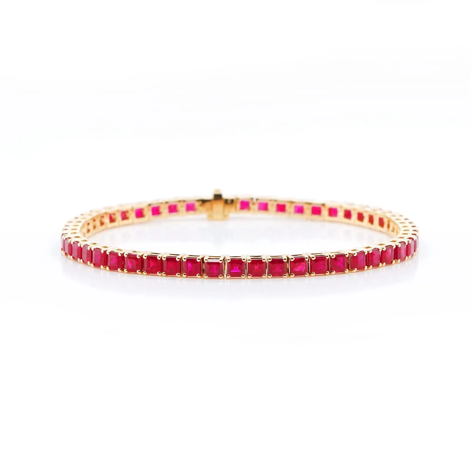 10.95 cts Burmese Square Ruby Tennis Bracelet