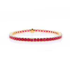 10.95 cts Burmese Square Ruby Tennis Bracelet