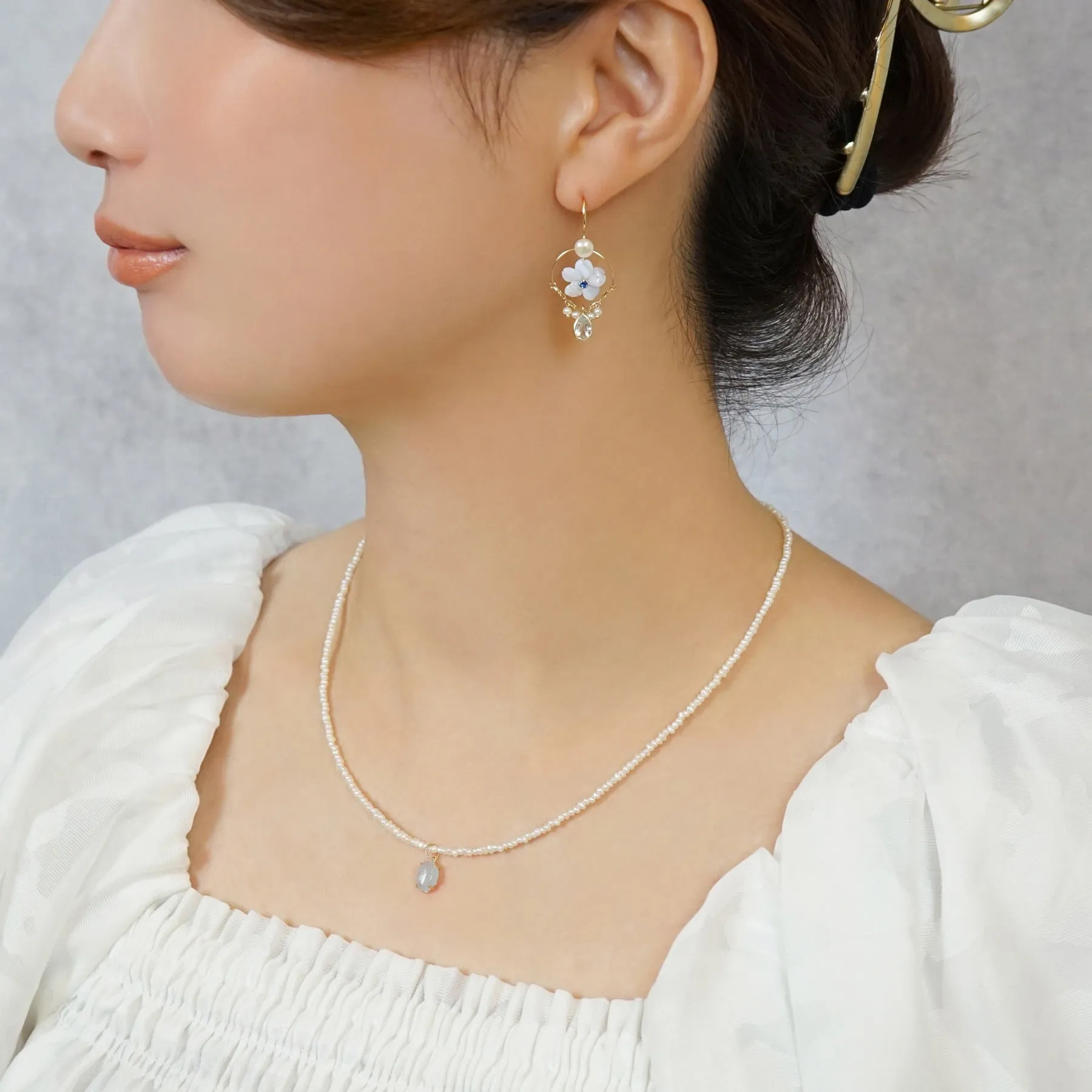10K / 925 Sterling Silver Herb Butterfly Tea Necklace