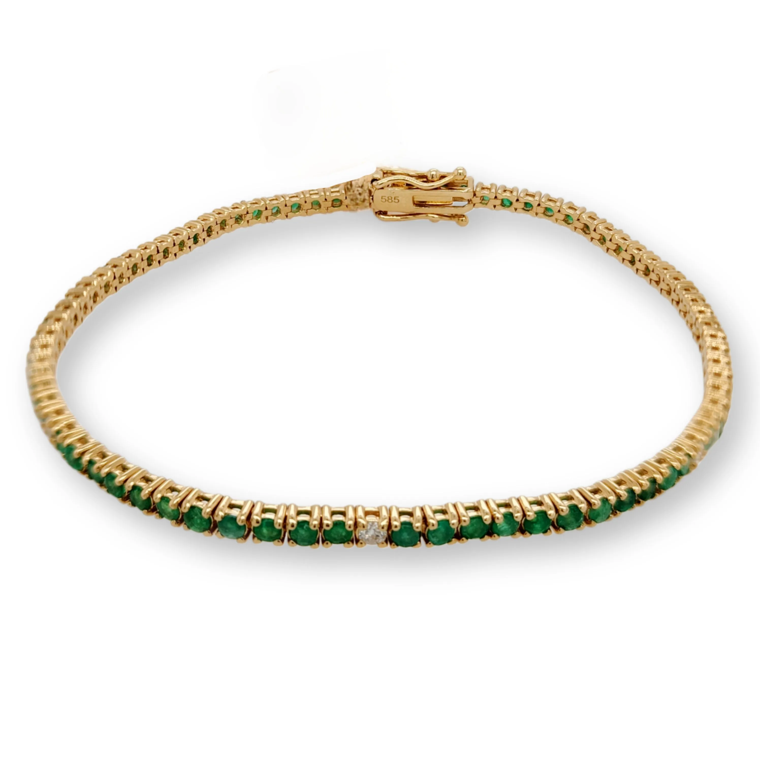 14K Gold Ruby or Emerald, and Diamond Bracelet