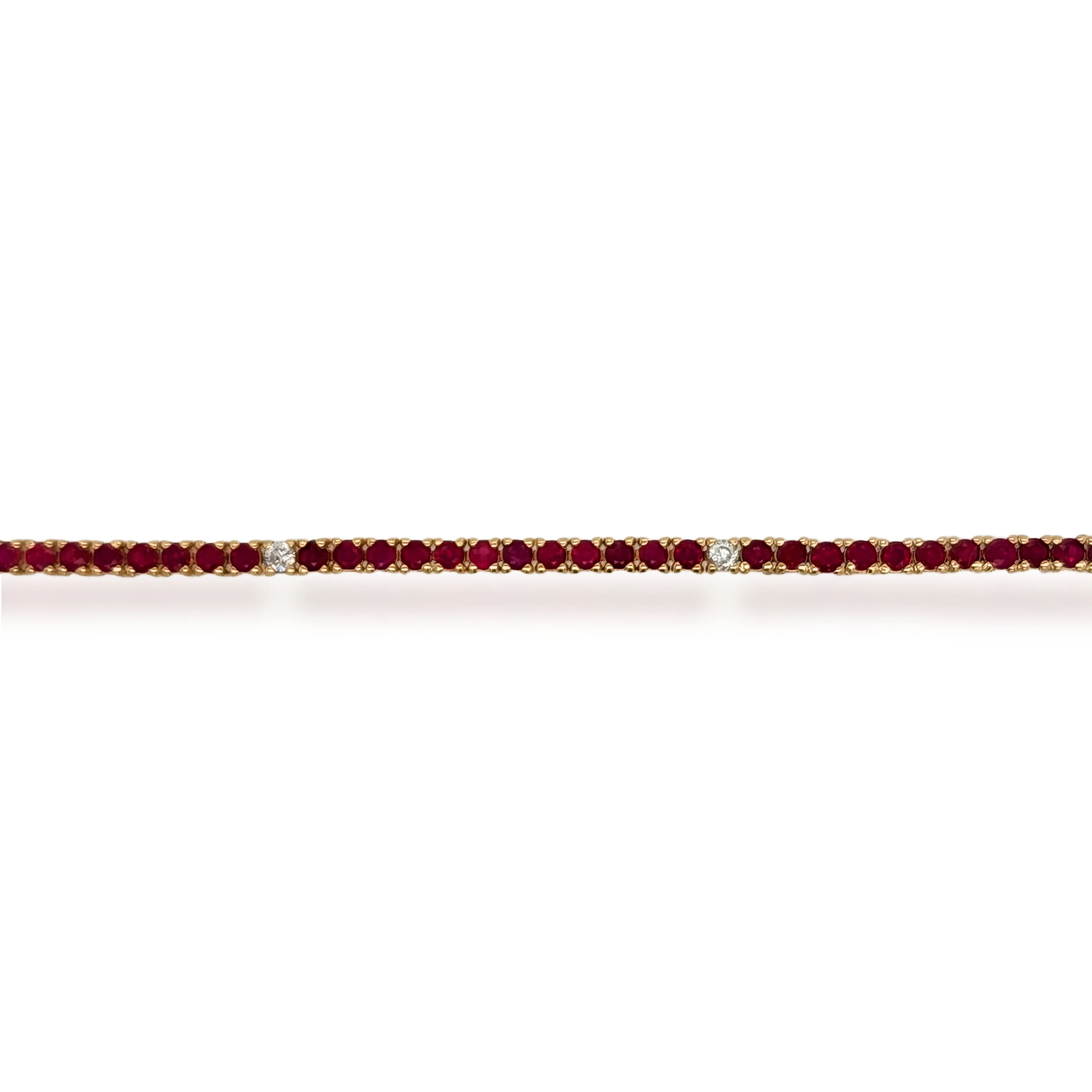14K Gold Ruby or Emerald, and Diamond Bracelet
