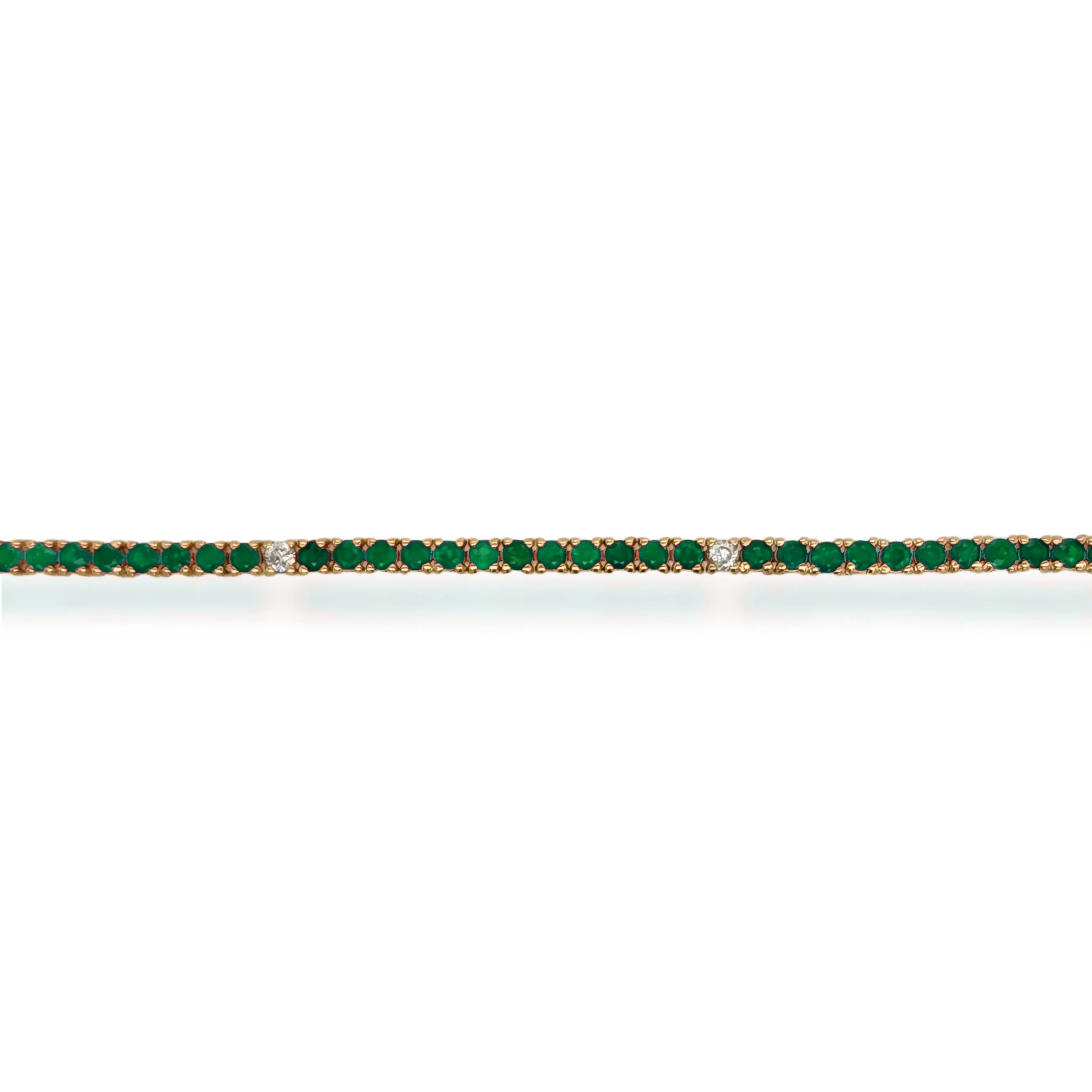14K Gold Ruby or Emerald, and Diamond Bracelet
