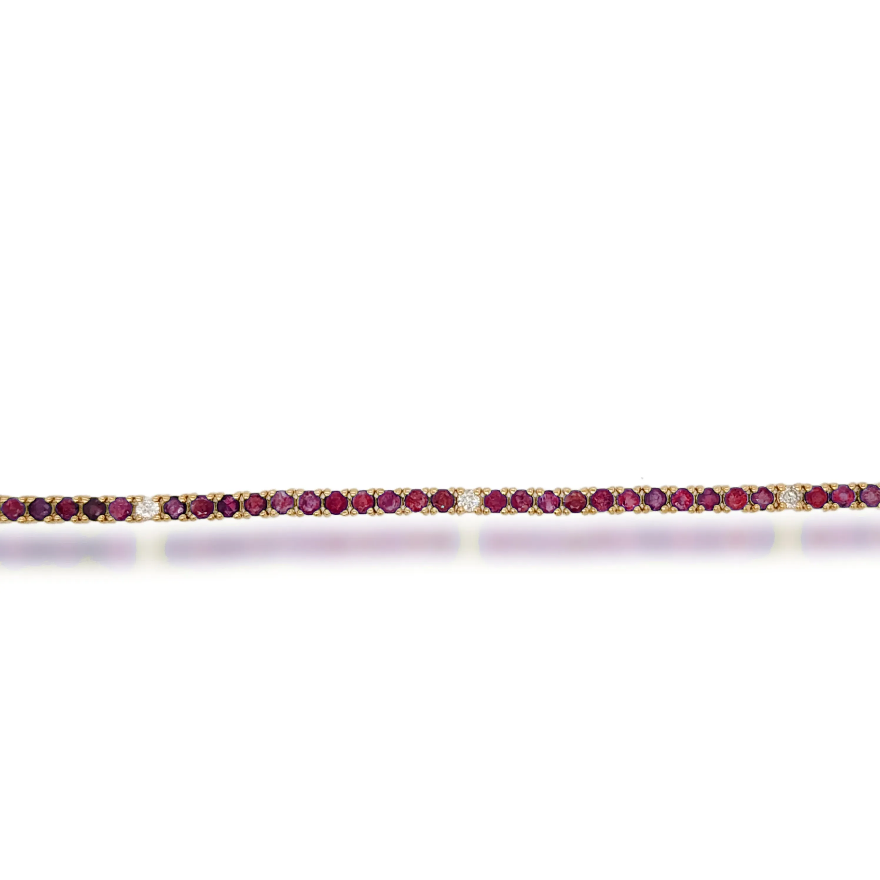14K Gold Ruby or Emerald, and Diamond Bracelet