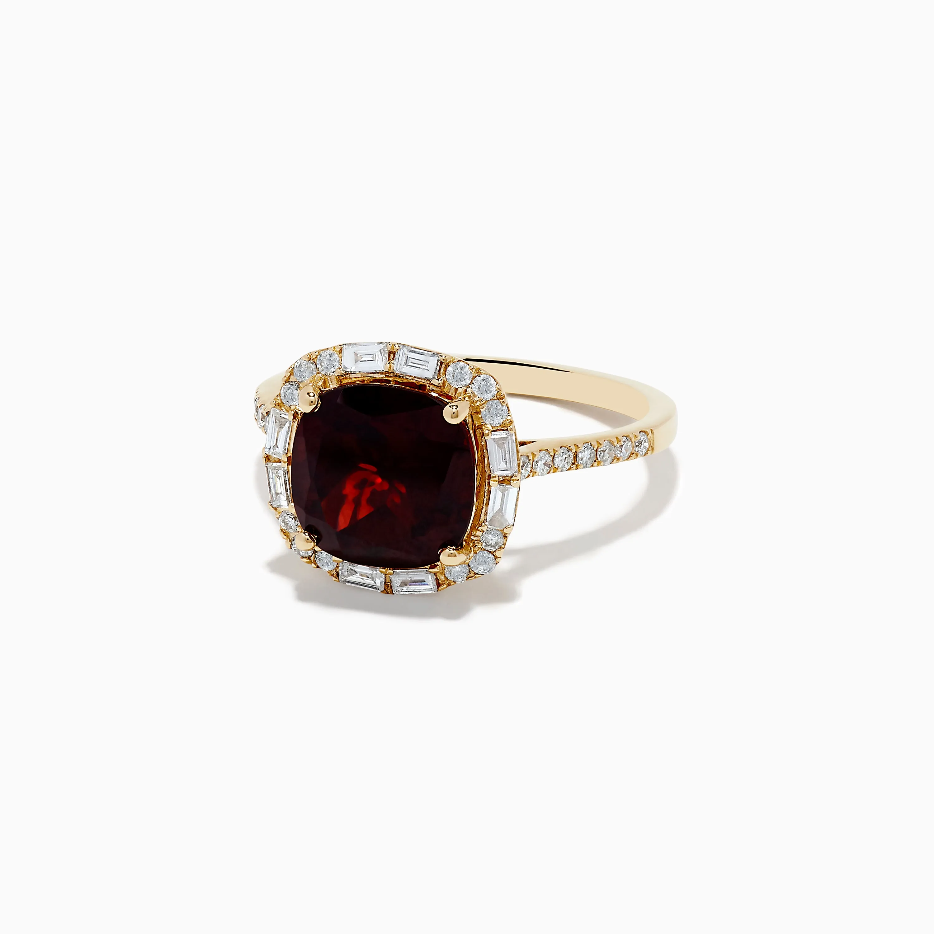 14K Yellow Gold Garnet and Diamond Ring