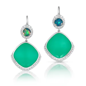 32.00 Carat Chrysoprase and Opal Earrings