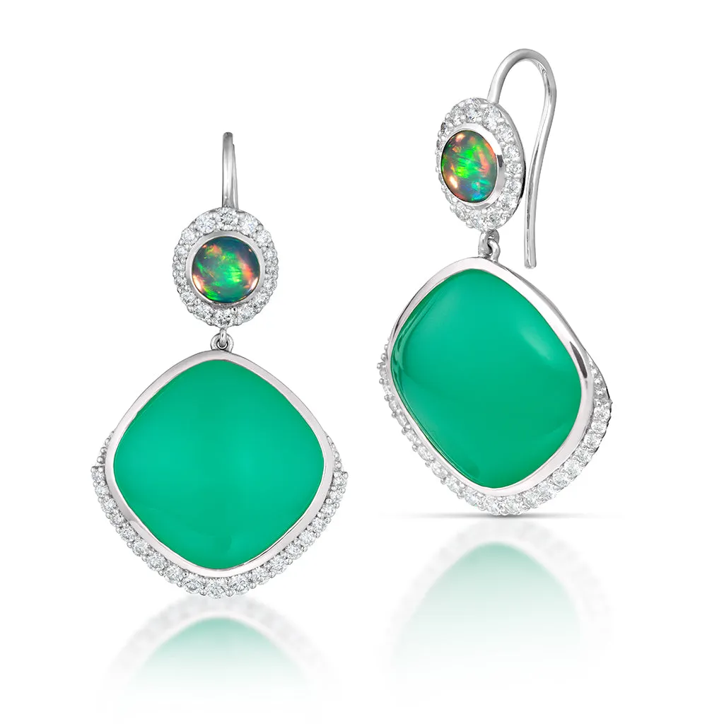 32.00 Carat Chrysoprase and Opal Earrings