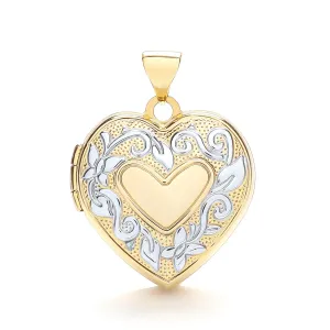 9ct Yellow & White Gold Heart Shaped Family Locket