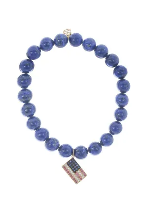 American Flag Lapis Charm Bracelet