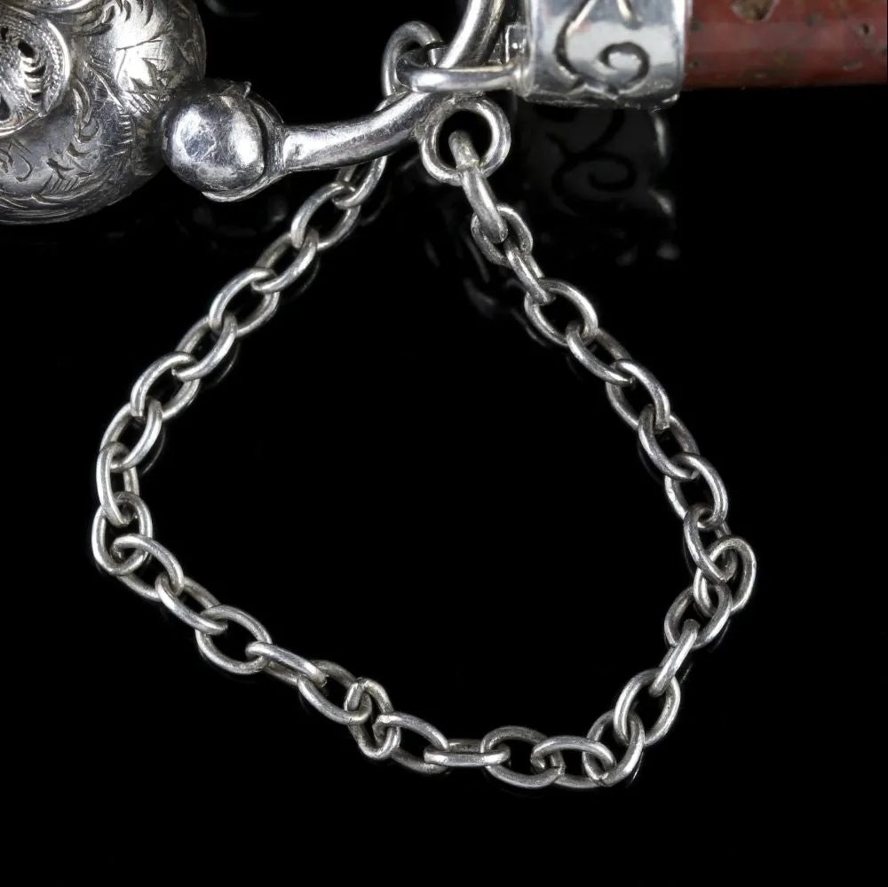 Antique Victorian Scottish Silver Bracelet With Padlock Locket Circa 1860