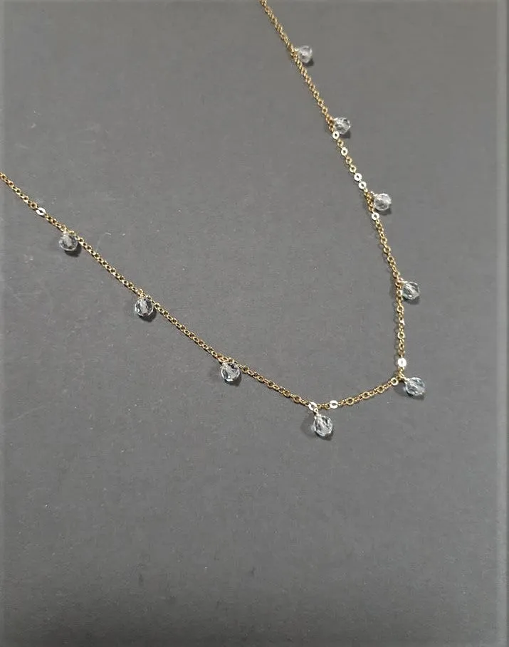 Aquamarine Drop Choker Necklace