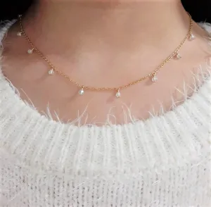 Aquamarine Drop Choker Necklace