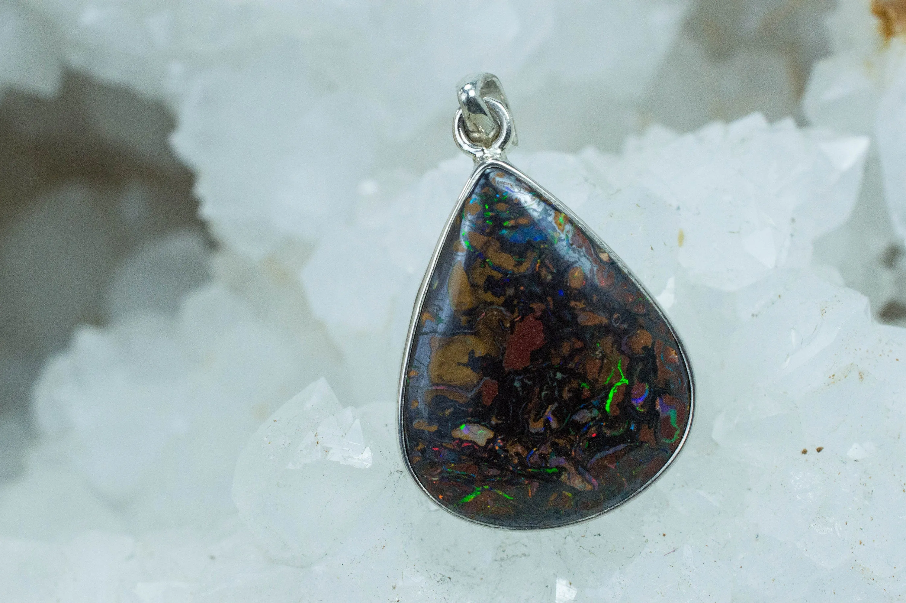 Boulder Opal Pendant; Natural Untreated Australia Opal