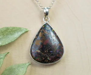 Boulder Opal Pendant; Natural Untreated Australia Opal