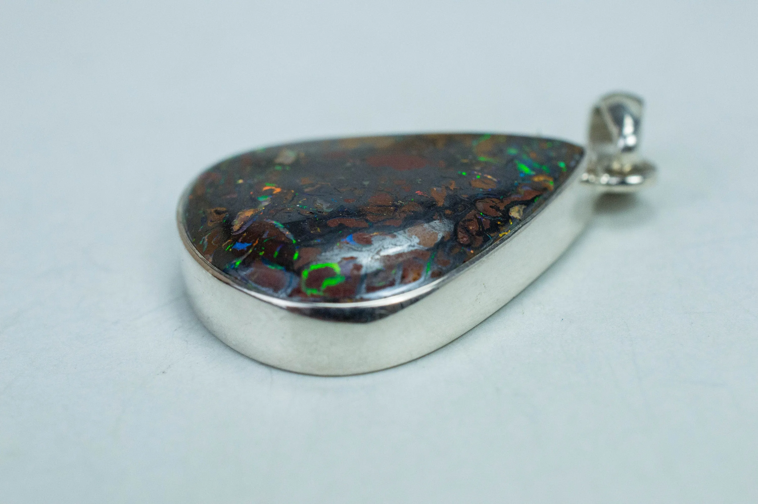 Boulder Opal Pendant; Natural Untreated Australia Opal