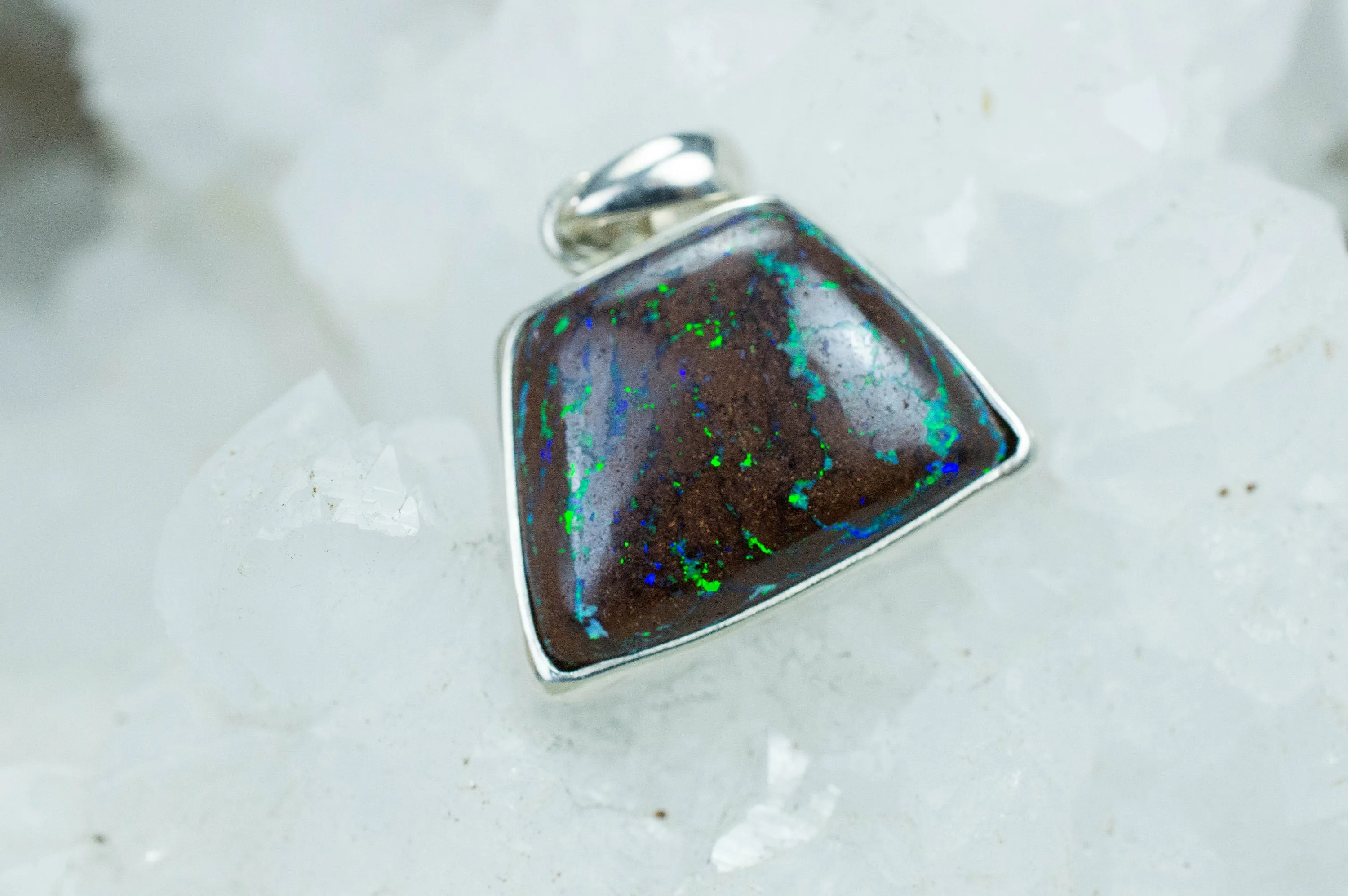 Boulder Opal Pendant; Natural Untreated Australian Opal