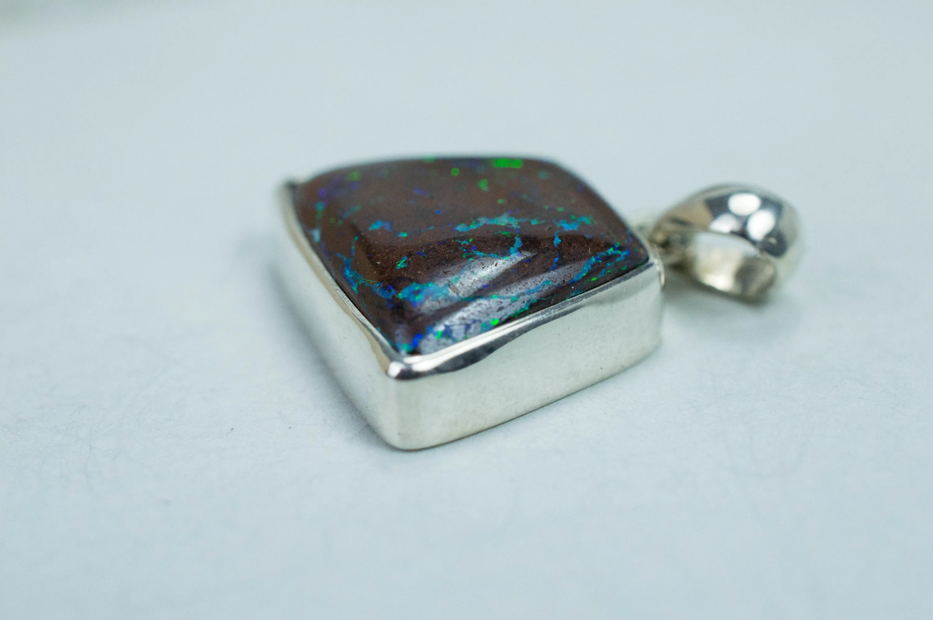 Boulder Opal Pendant; Natural Untreated Australian Opal