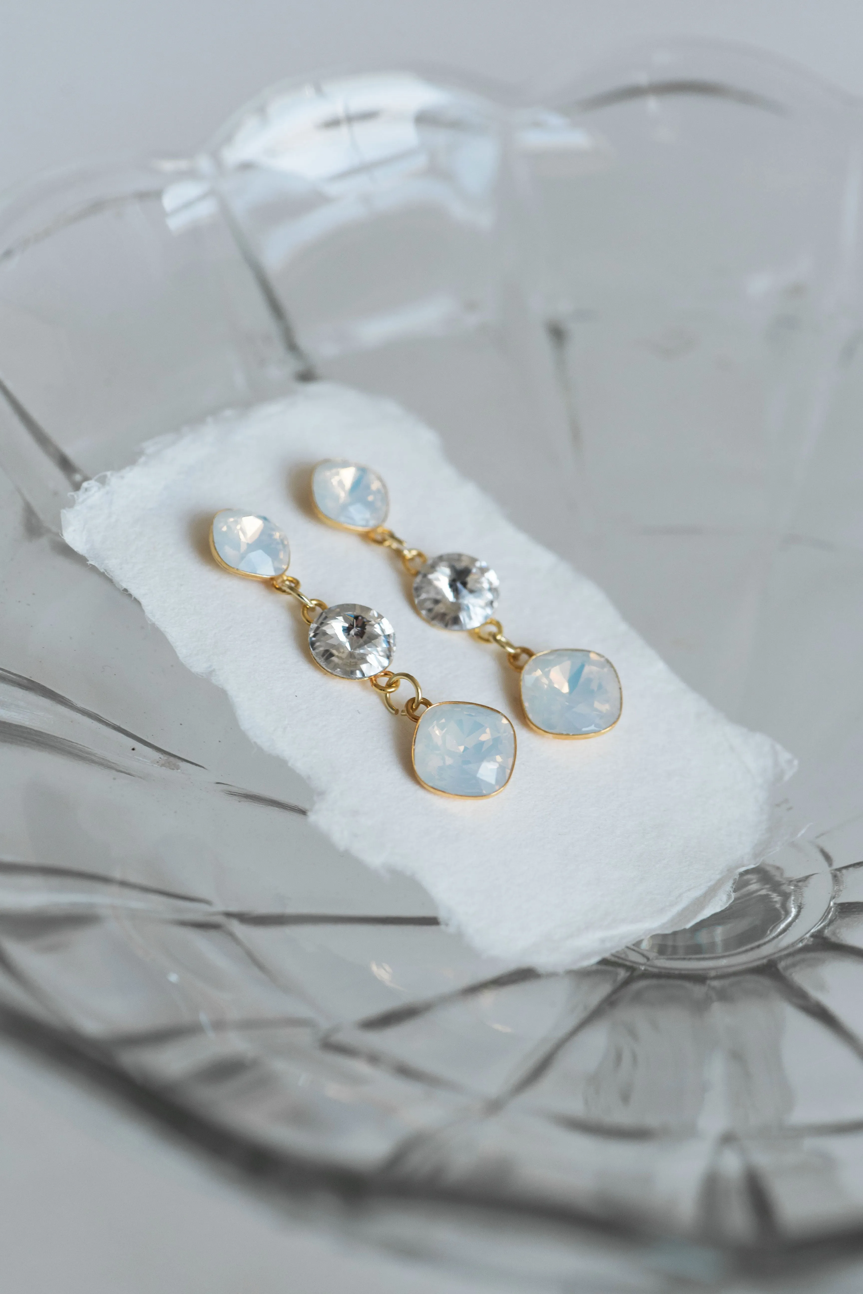 Bridal white opal earrings - INVERNO