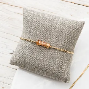 Champagne Zircon Stack Bracelet on Gold Curb Chain