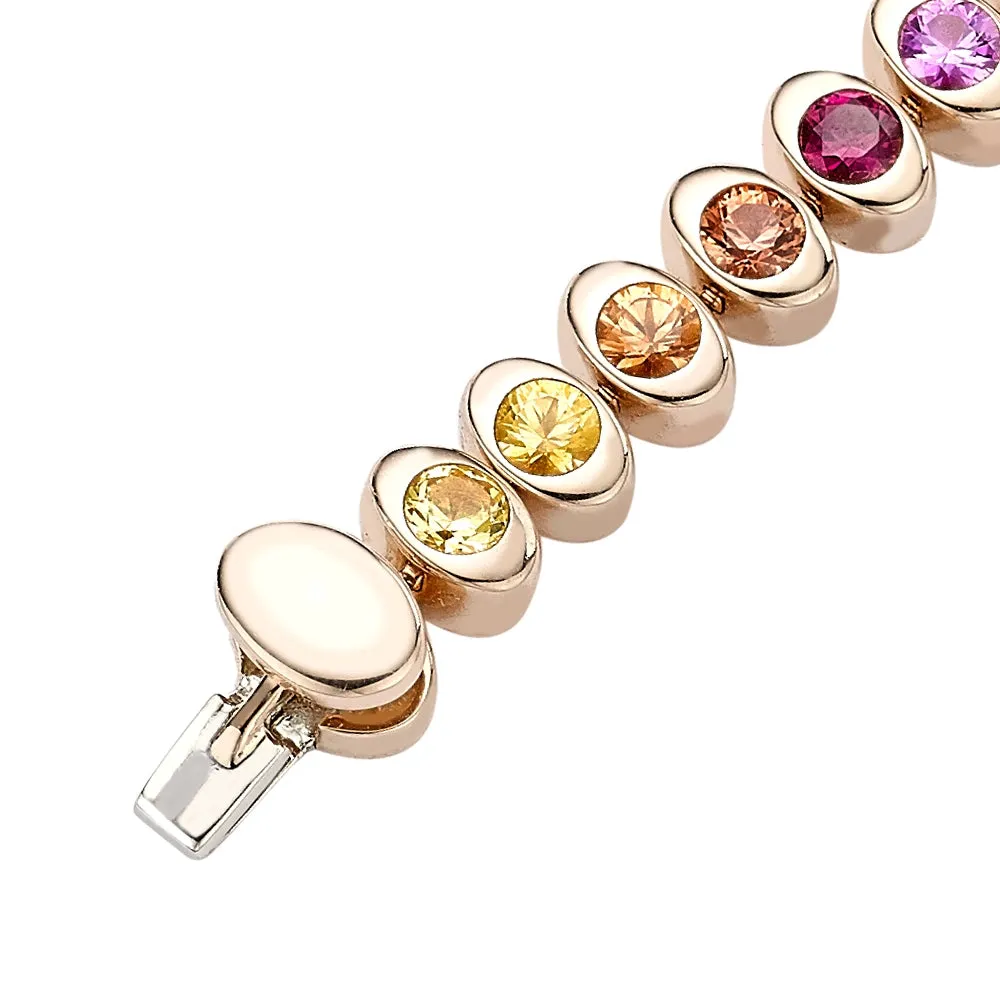 Cosmic Curve Rainbow Multicoloured Gemstone Tennis Bracelet