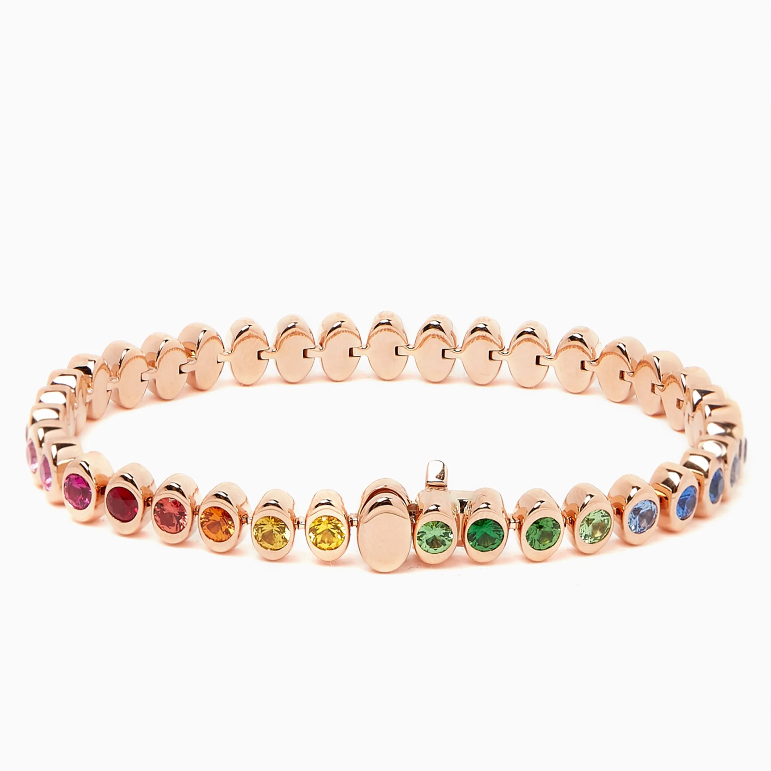 Cosmic Curve Rainbow Multicoloured Gemstone Tennis Bracelet