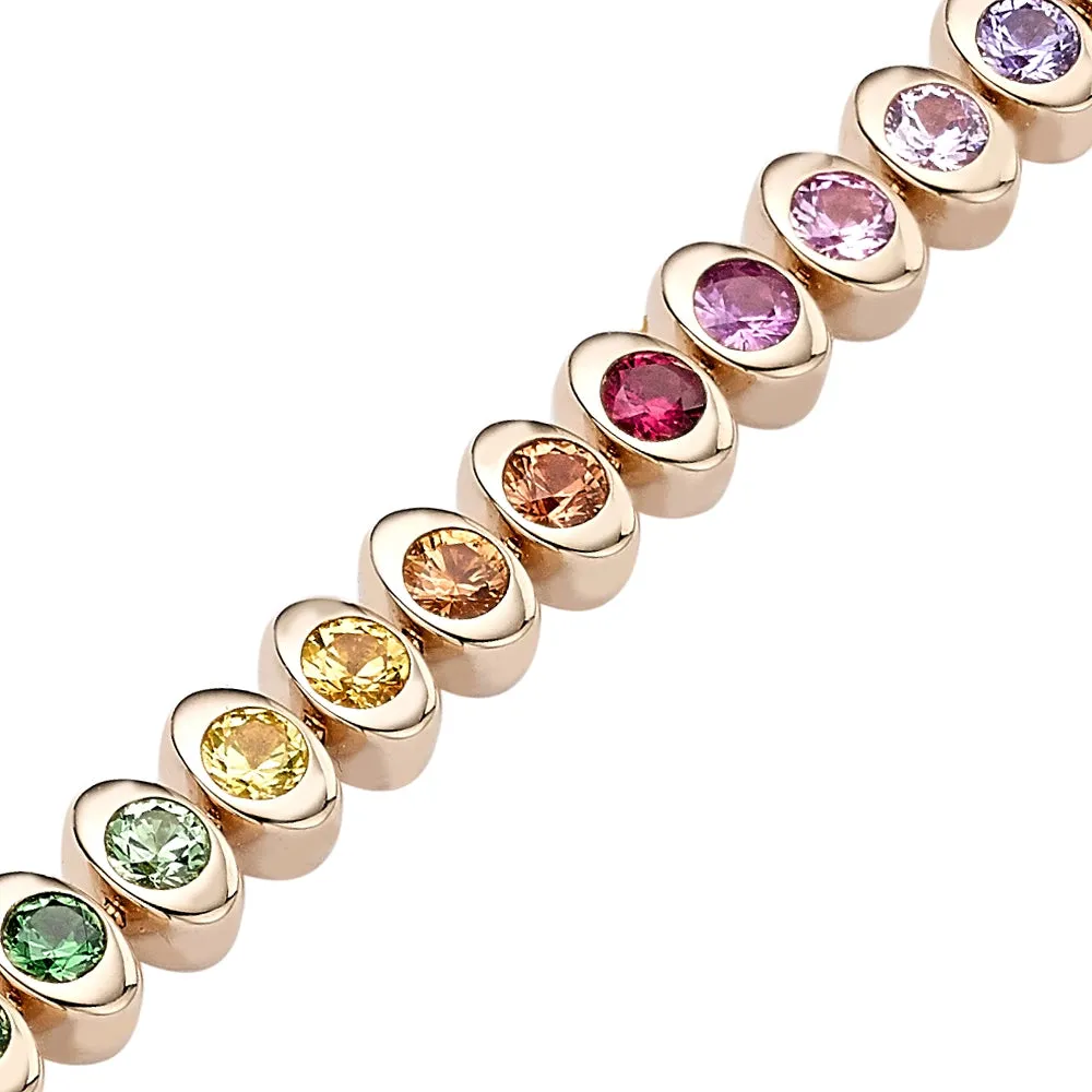 Cosmic Curve Rainbow Multicoloured Gemstone Tennis Bracelet