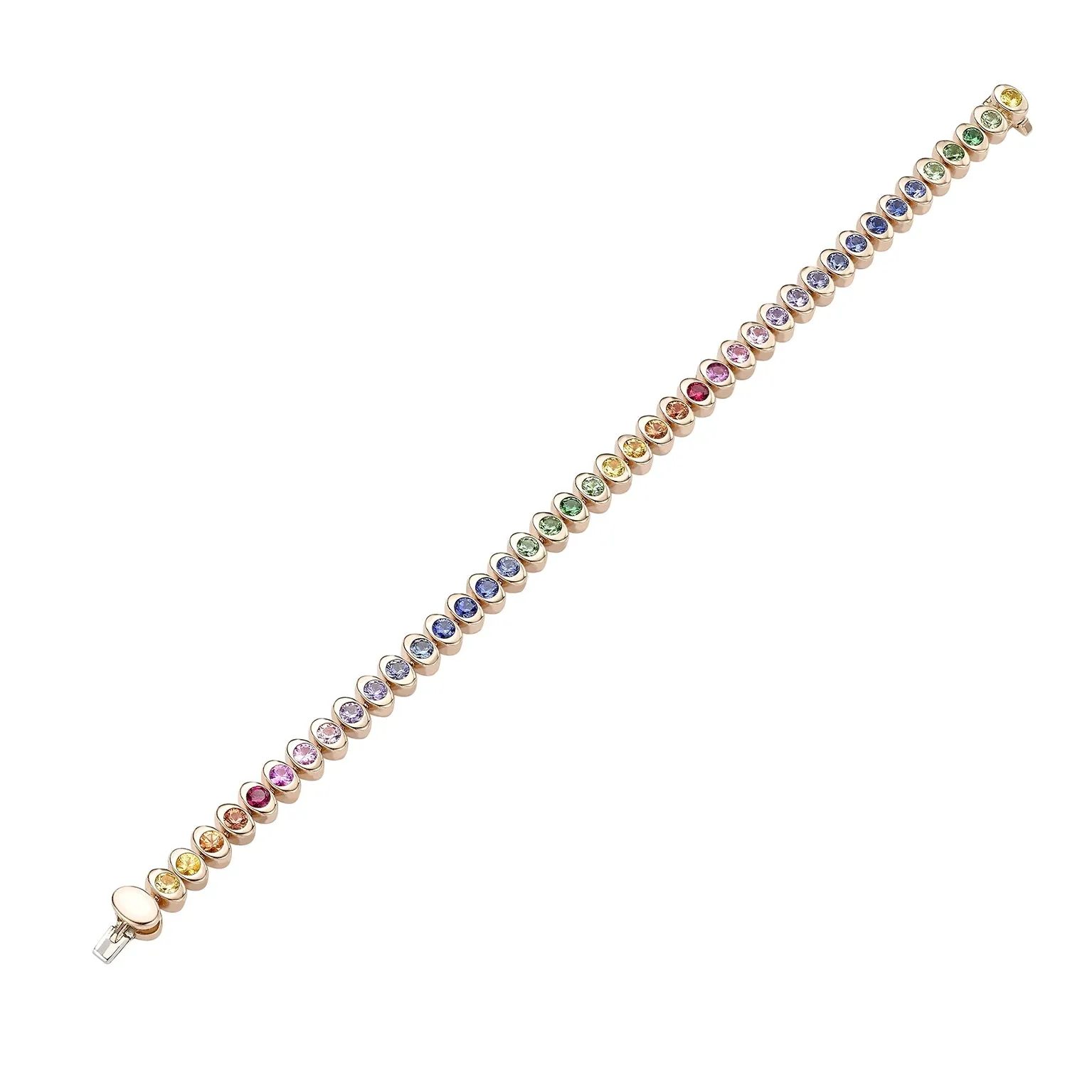 Cosmic Curve Rainbow Multicoloured Gemstone Tennis Bracelet