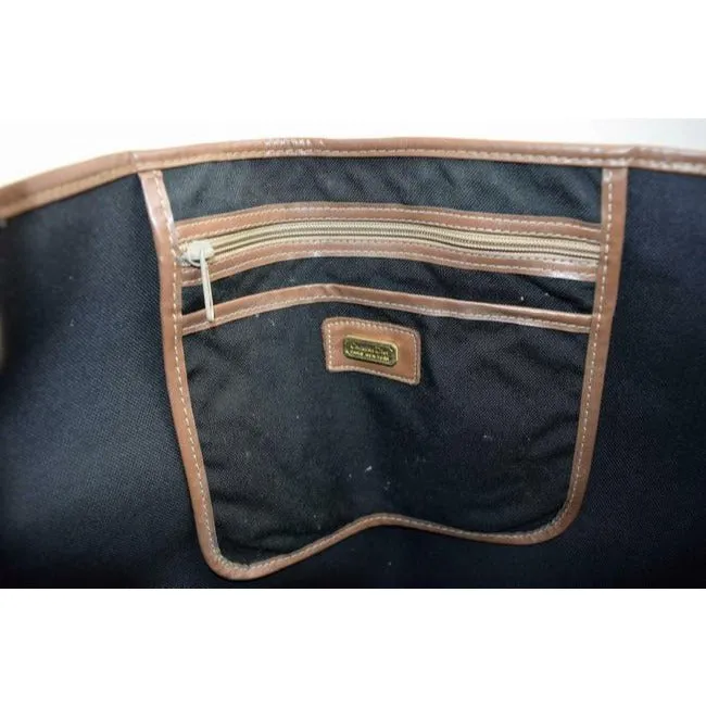 Dior Vintage Xl Brown Honeycomb Print On Greyish Green Coated Canvas And Camel Leather Tote