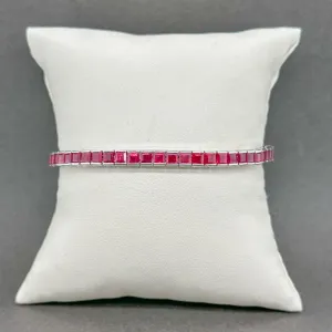 Estate 18K W Gold 10.64ctw Lab-Created Ruby Line Bracelet