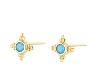 ESTELLE TURQUOISE GOLD EARRINGS