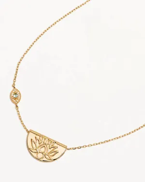 Eye of Peace Lotus Necklace 18k Gold Plate