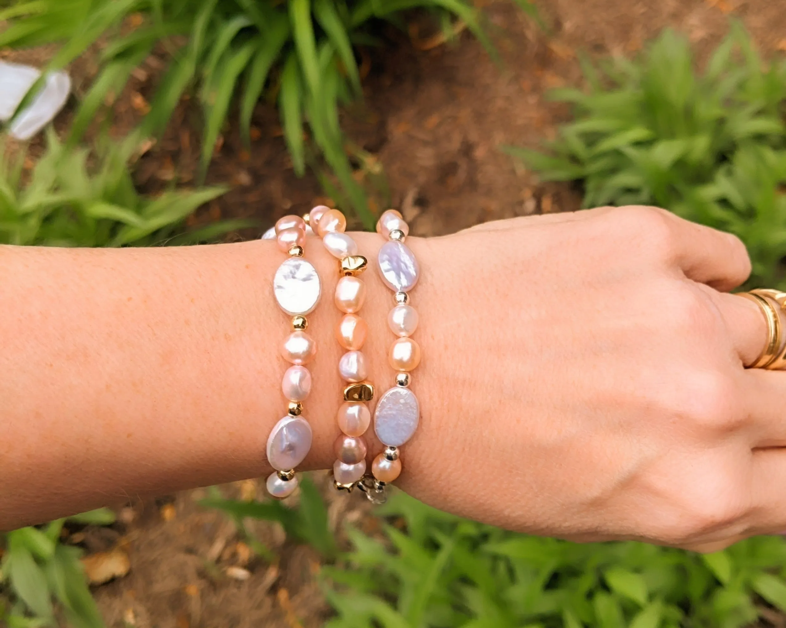 Gold Nugget Baroque Freshwater Pearl Bracelet