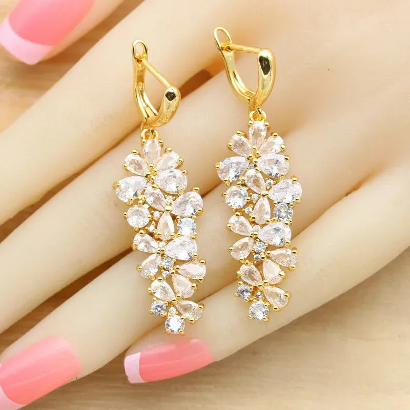 Gold Plated Earrings Bracelet Rings Necklace Pendant Wedding Jewelry Gift