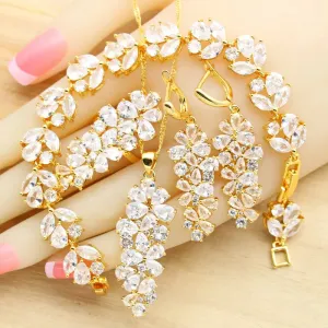 Gold Plated Earrings Bracelet Rings Necklace Pendant Wedding Jewelry Gift