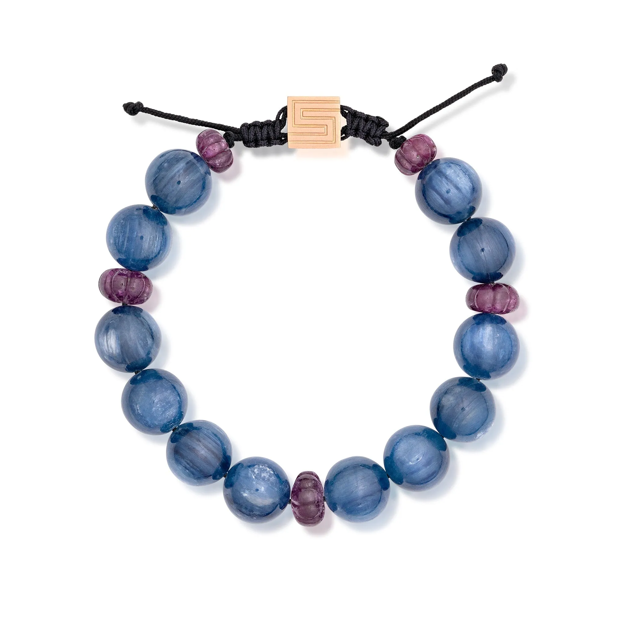 Kyanite and Carved Ruby Bead Bracelet
