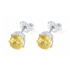 Lemon Baltic Amber Stud Earrings