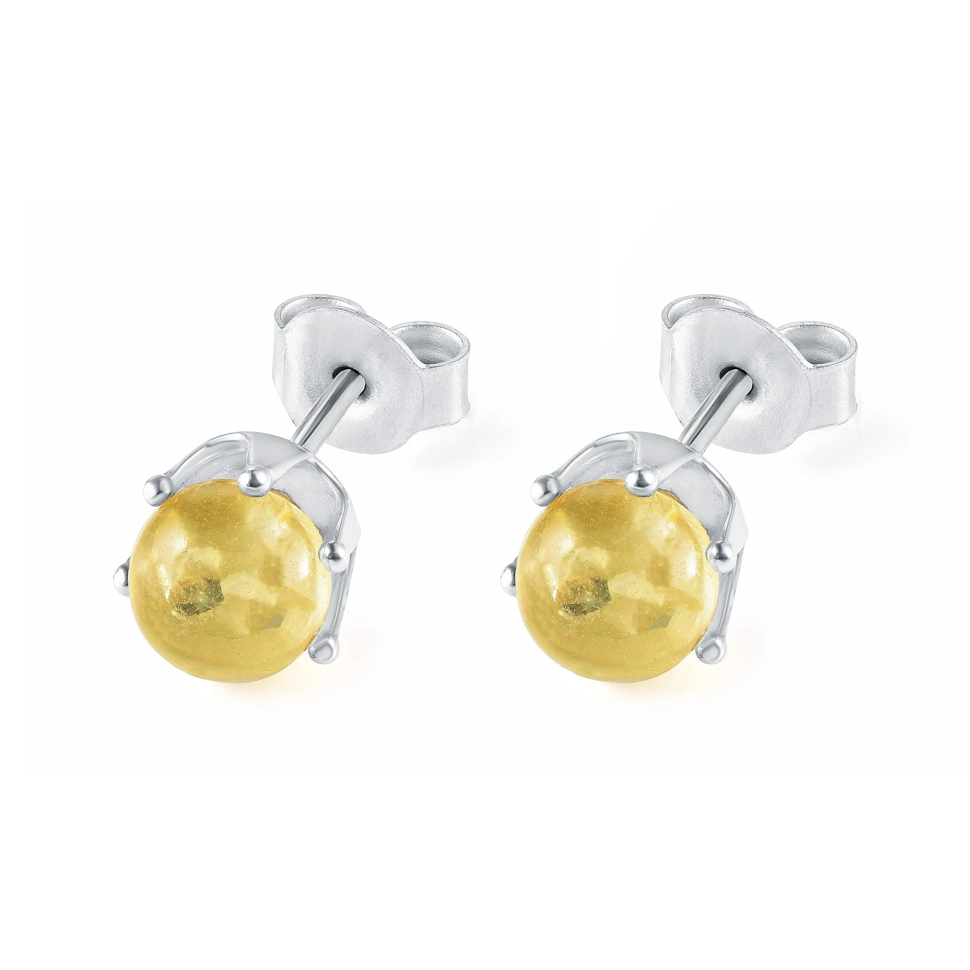 Lemon Baltic Amber Stud Earrings
