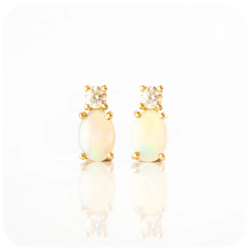 Opal and Moissanite Stud Earrings