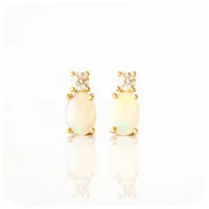 Opal and Moissanite Stud Earrings