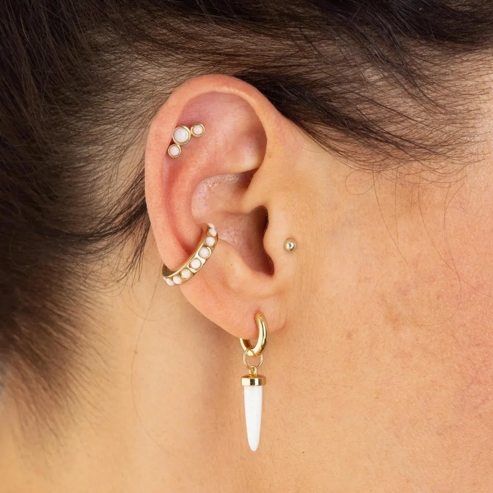 Opal Cluster Stud Earrings - Gold - SPG-237-C