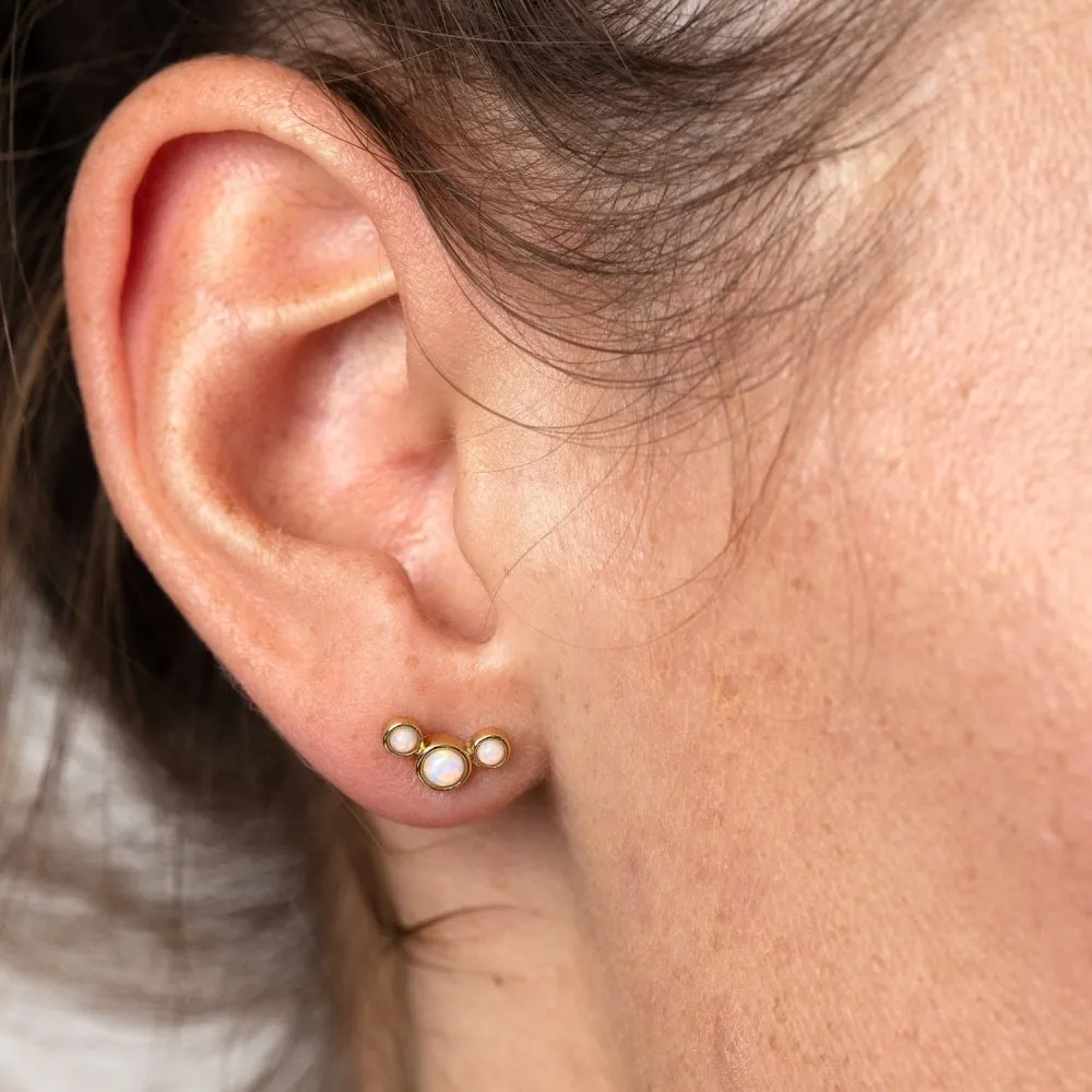 Opal Cluster Stud Earrings - Gold - SPG-237-C