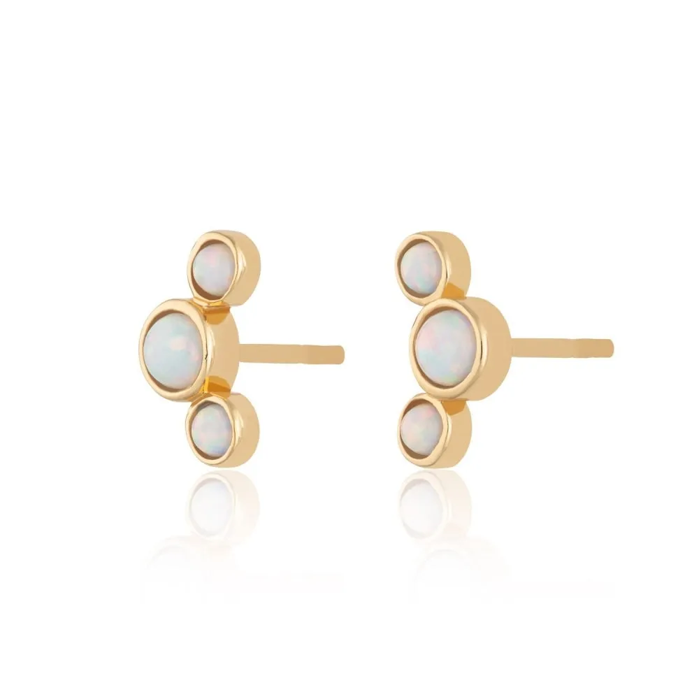 Opal Cluster Stud Earrings - Gold - SPG-237-C
