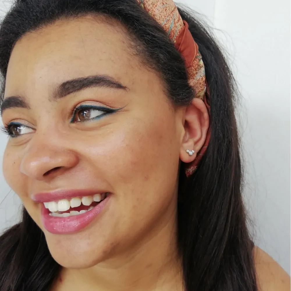 Opal Cluster Stud Earrings - Silver - SPS-237