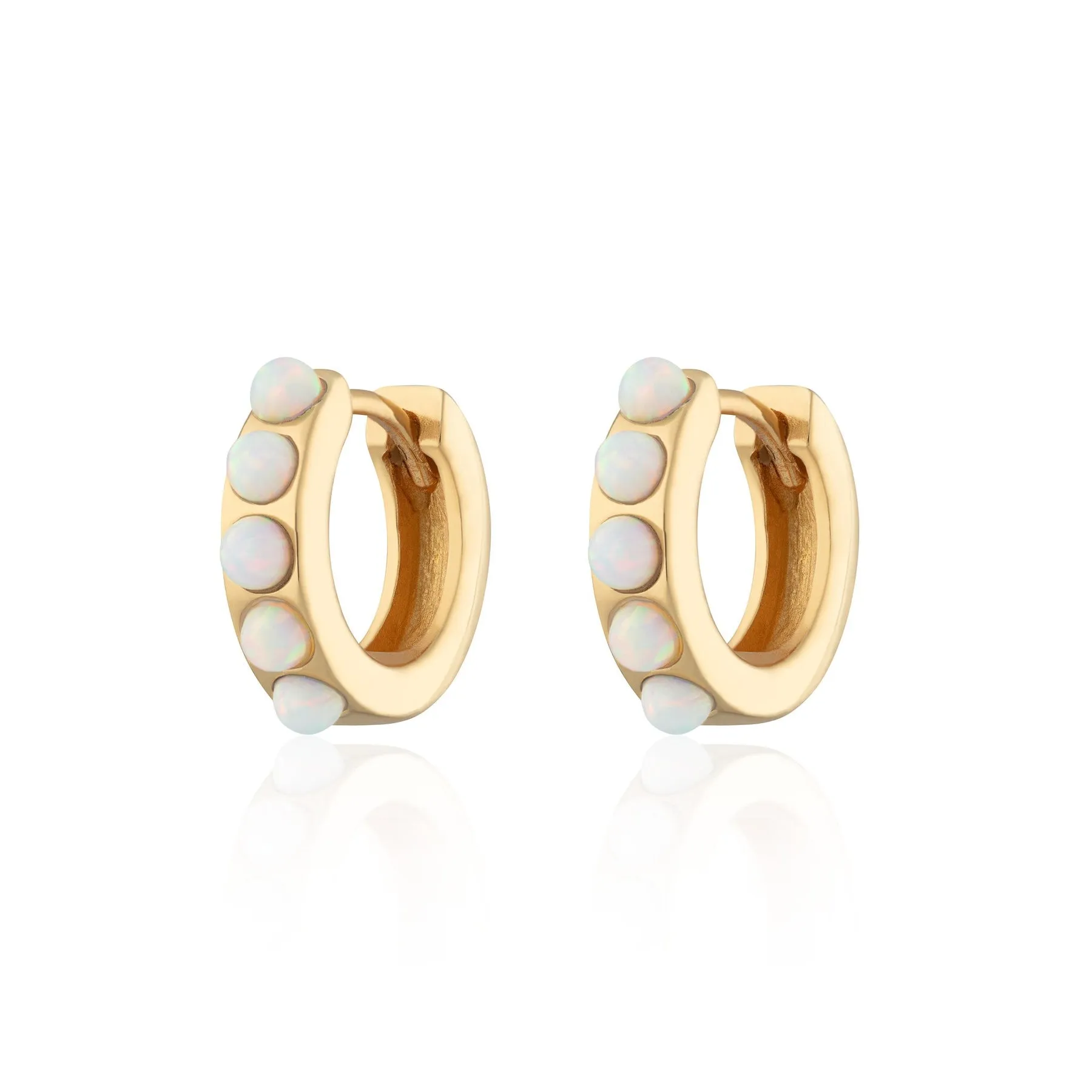 Opal Huggie Hoop Earrings - Gold - SPEGS108-WHITE