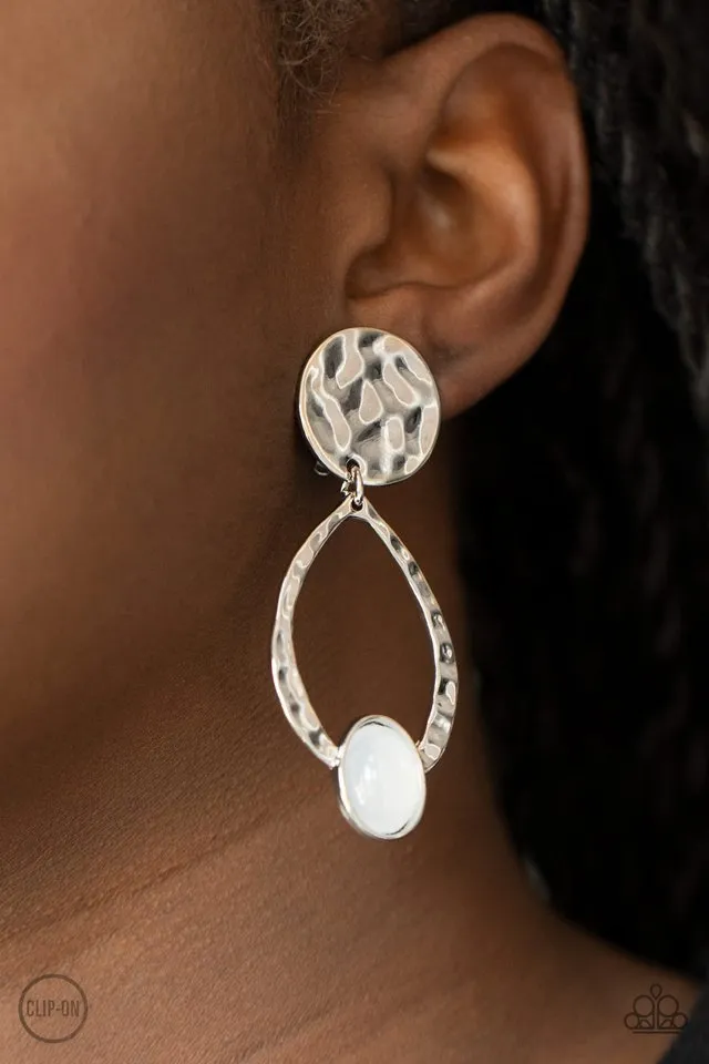 Paparazzi Earring ~ Opal Obsession - White