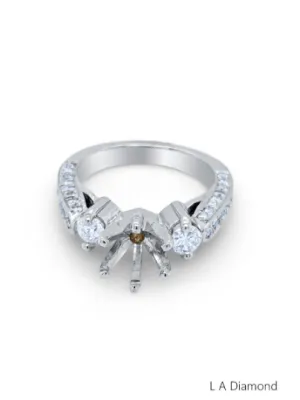 Princess Cut White Gold Diamond Semi Mount Bridal Engagement Ring Made To Order