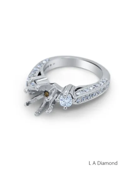 Princess Cut White Gold Diamond Semi Mount Bridal Engagement Ring Made To Order