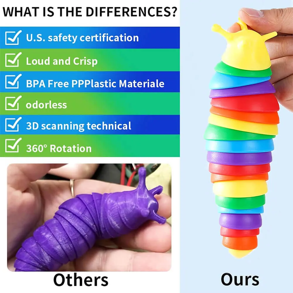 RAINBOW WRIGGLY SLUG FIDGET TOY