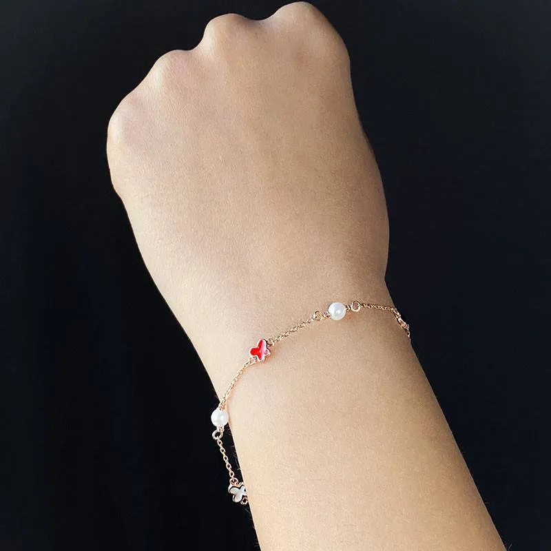 Rosegold Butterfly Pearl Bracelet
