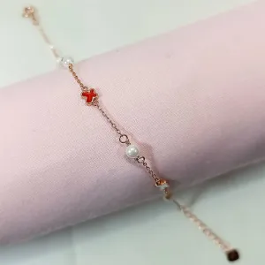 Rosegold Butterfly Pearl Bracelet