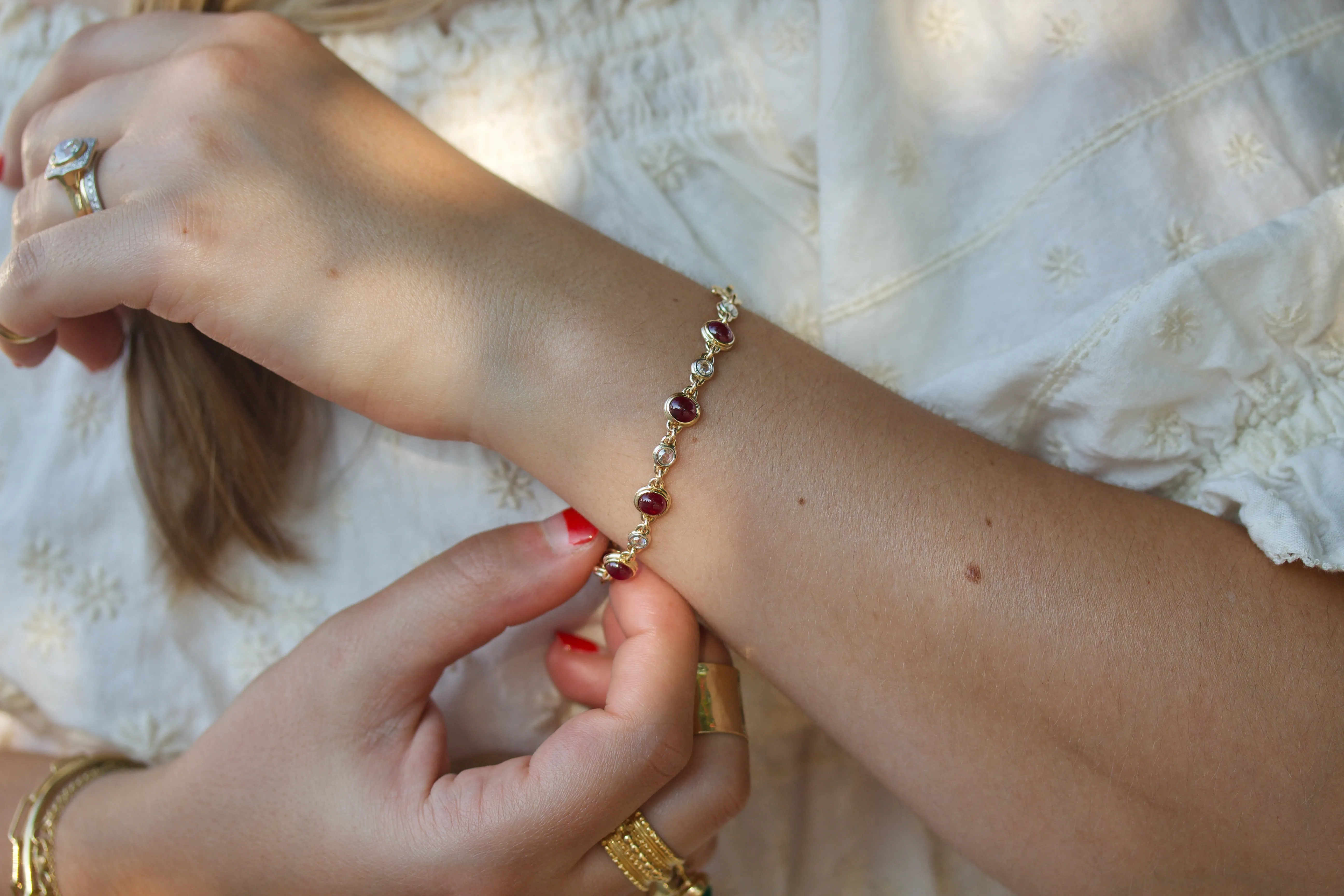 Ruby & Rose Cut Diamond Bracelet